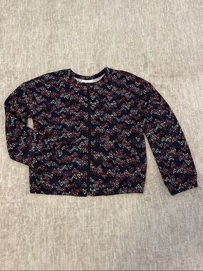LuLaRoe Black Multicolor Heart Zip Sweater Jacket with Pockets 12 Gurls